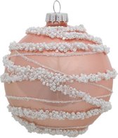 Oneiro's luxe kerstbal PEARL White – ø80 mm- kerstbal - luxe verpakking – kerstcollectie – kerstdecoratie – kerstboomhanger – kerstversiering