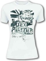 Sex Pistols Dames Tshirt -XL- Flag Tour Wit