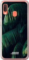 6F hoesje - geschikt voor Samsung Galaxy A20e -  Transparant TPU Case - Palm Leaves Dark #ffffff