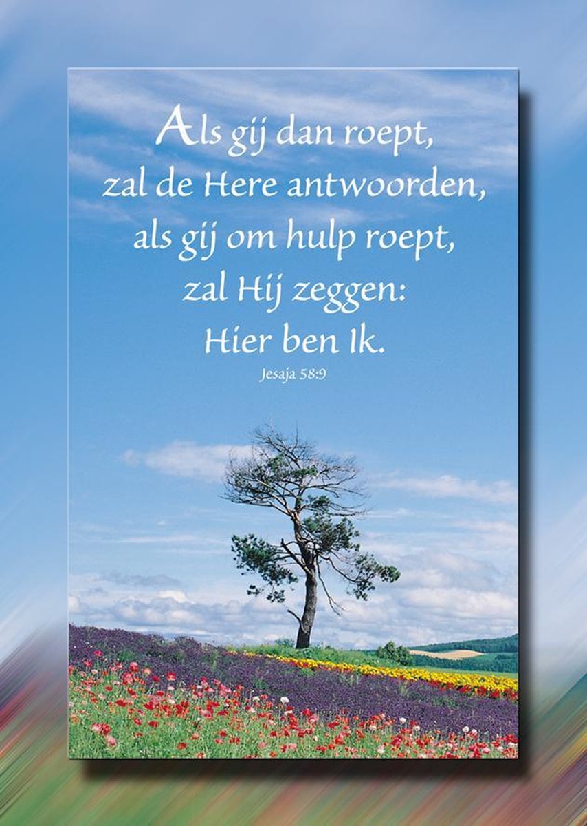 Wenskaart 10x15 cm - Jesaja 58:9 - met Bijbeltekst - set van 10 inclusief enveloppe