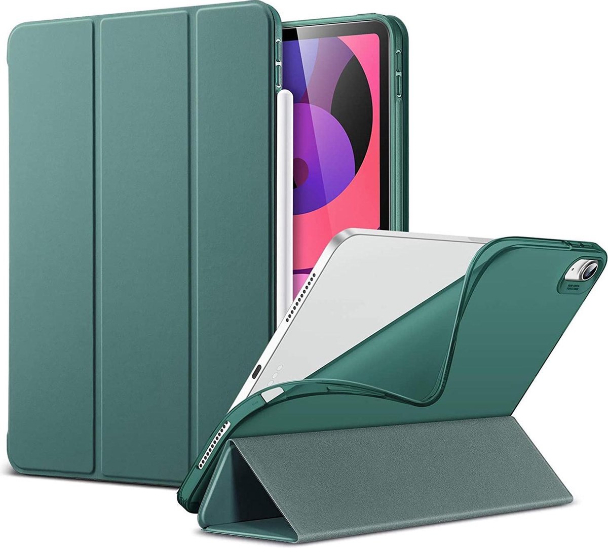 HB Hoes Geschikt voor Apple iPad Air 2022 & Apple iPad Air 2020 (10.9 inch) Groen - Tri Fold Tablet Case - Smart Cover