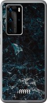 Huawei P40 Pro Hoesje Transparant TPU Case - Dark Blue Marble #ffffff