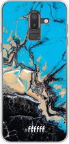 Samsung Galaxy J8 (2018) Hoesje Transparant TPU Case - Blue meets Dark Marble #ffffff