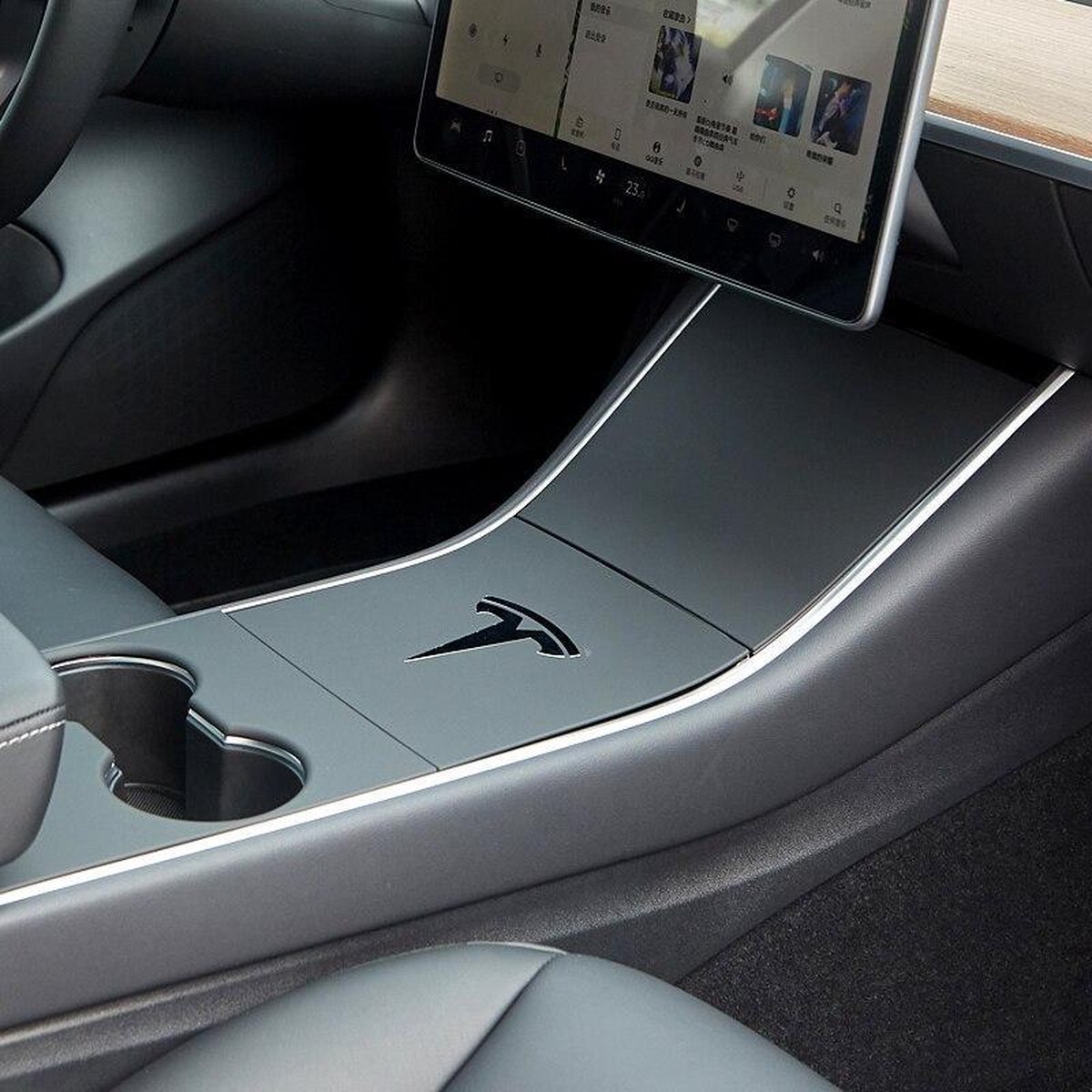 Tesla Model 3 D2H Mat Zwarte Panelen met Logo voor