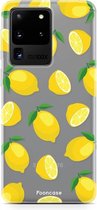 Fooncase Hoesje Geschikt voor Samsung Galaxy S20 Ultra - Shockproof Case - Back Cover / Soft Case - Lemons / Citroen / Citroentjes