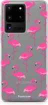 Fooncase Hoesje Geschikt voor Samsung Galaxy S20 Ultra - Shockproof Case - Back Cover / Soft Case - Flamingo