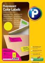 Printec Fluoriscerend Neon Geel etiketten - 210x297mm - 1 label per A4 - 10 gekleurde stickers per doos