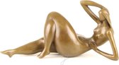 Erotisch beeld - Liggende naakte dame - Bronzen beeldje - Sculptuur - 11,4 cm hoog