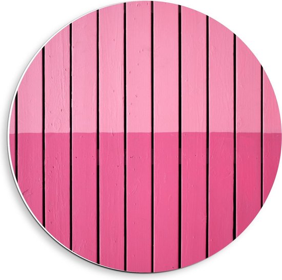 Forex Wandcirkel - Roze Geschilderde Planken - Foto op Wandcirkel (met ophangsysteem)