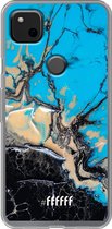 Google Pixel 4a Hoesje Transparant TPU Case - Blue meets Dark Marble #ffffff