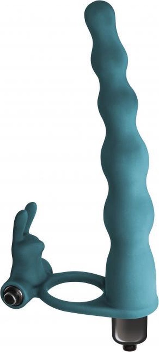 Goedkoopste Vibrerende Strap-on Dildo - Pure Passion - Jungle Bunny - Dubbele Penetratie - 100 Hypoallergeen silicone - 10-standen vibro bullet - AAA Batterij - Groen