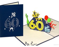 Popcards popupkaarten – Verjaardag Jarig Verjaardagskaart Jubileum 60 jaar Felicitatie pop-up kaart 3D wenskaart