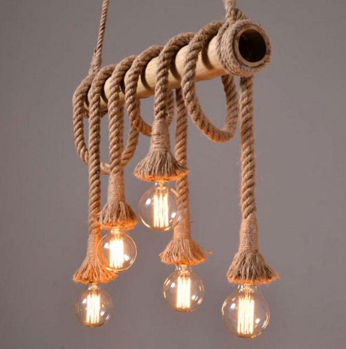 verzekering Bekwaam Overtollig Bamboe hanglamp touw 5 fittingen van hennepvezel - Vintage - Industrieel -  Scheepstouw... | bol.com