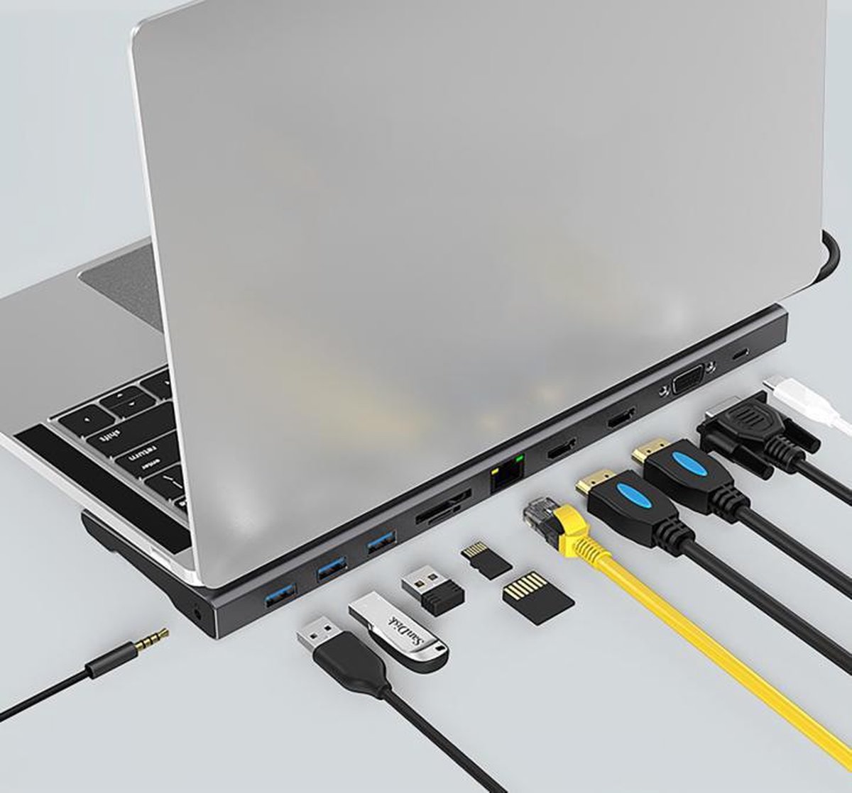 USB-C multi HUB 11-in-1 (HDMI / VGA / USB3.0 / LAN / USB-C charge / SD ...