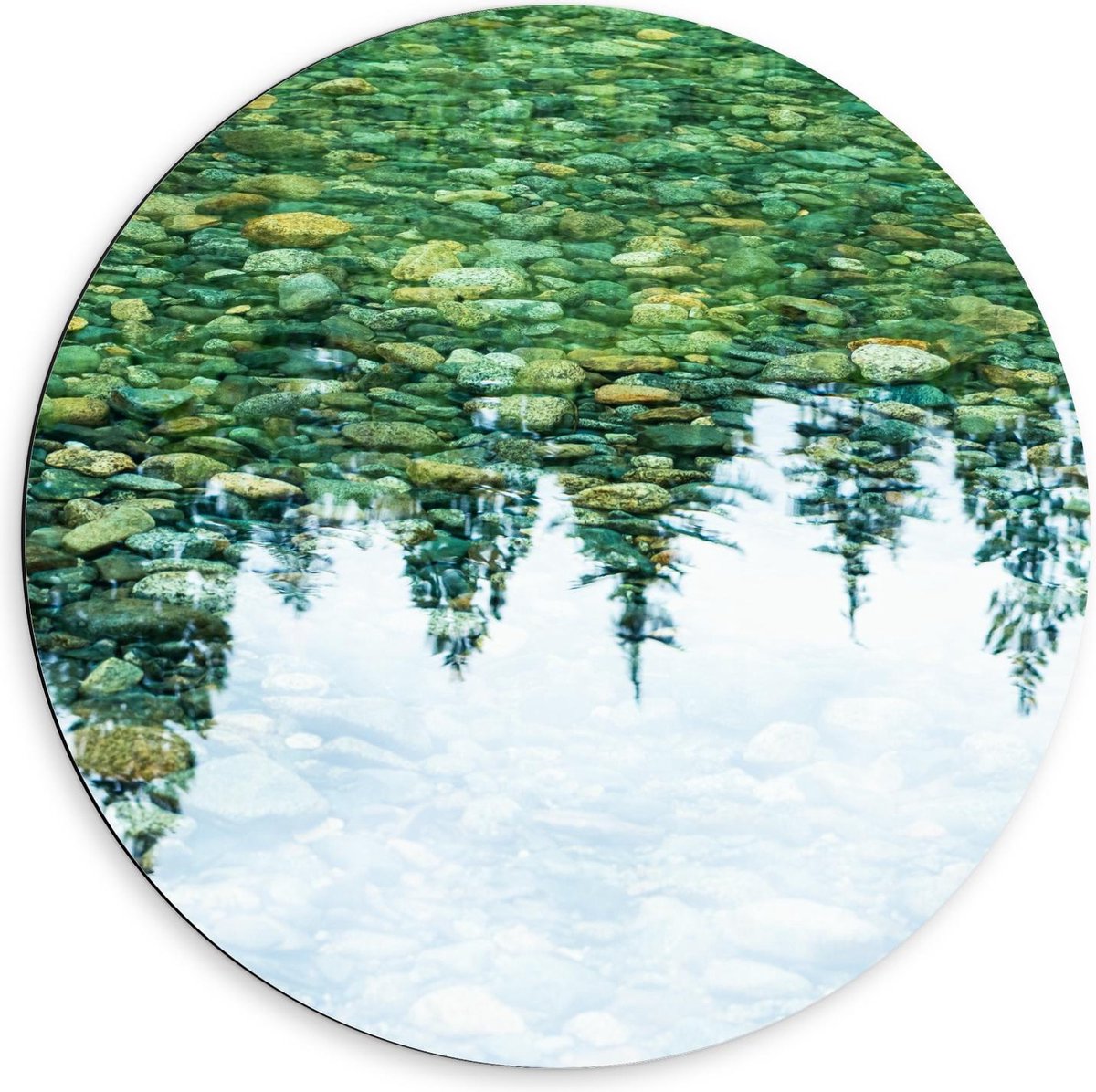 KuijsFotoprint Dibond Wandcirkel - Weerspiegeling van Bomen in Water - 60x60cm Foto op Aluminium Wandcirkel (met ophangsysteem) Blauw