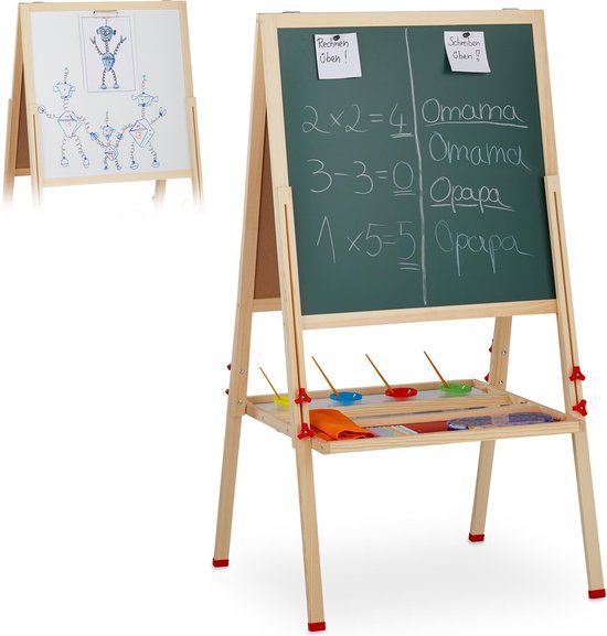 Relaxdays kinderen - ezel - krijtbord en whiteboard - tekenbord - magnetisch | bol.com