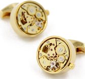 Manchetknopen Klok | Rond Lopend Uurwerk | Goud Kleurig