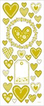 Stickers, harten, 10x24 cm, goud, 1 vel