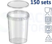 150 x plastic bakjes met deksel - 1530 ml - ø133mm - vershoudbakjes- meal prep bakjes - transparant - geschikt voor de vaatwasser, diepvries en magnetron - Nederlandse producent