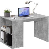 Schrijftafel - Bureau -betonkleurig - Met zijschappen 117x73x75 cm