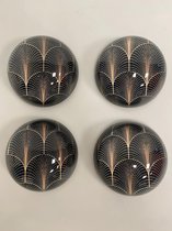 Decoratieve ronde glazen stenen: met geometrisch patroon - set van 4 stuks (goud)