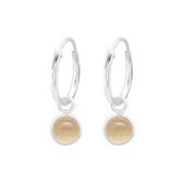 Ronde Edelsteen Oorringen | Oorbellen 925 zilver met citrien edelsteen | 12 mm