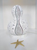 Turkse lamp - Kalebas - "White Drop" - sfeerverlichting - handgemaakt - fles pompoen - Gourd lamp - Kerstcadeau