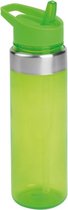 Transparant/groen drinkfles/waterfles met draaglus 650 ml  - Sportfles