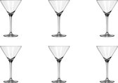 6x Cocktail/martini glazen transparant 260 ml Specials serie - 20 cl - Cocktail glazen - Cocktails drinken - Cocktailglazen van glas