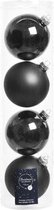 16x Zwarte glazen kerstballen 10 cm - Mat/matte - Kerstboomversiering zwart