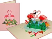 Popcards popupkaarten – Verjaardagskaart Flamingo’s Valentijn Liefde Vriendschap Romantiek Valentijnskaart Trouwen Felicitatie Valentijn pop-up kaart 3D wenskaart