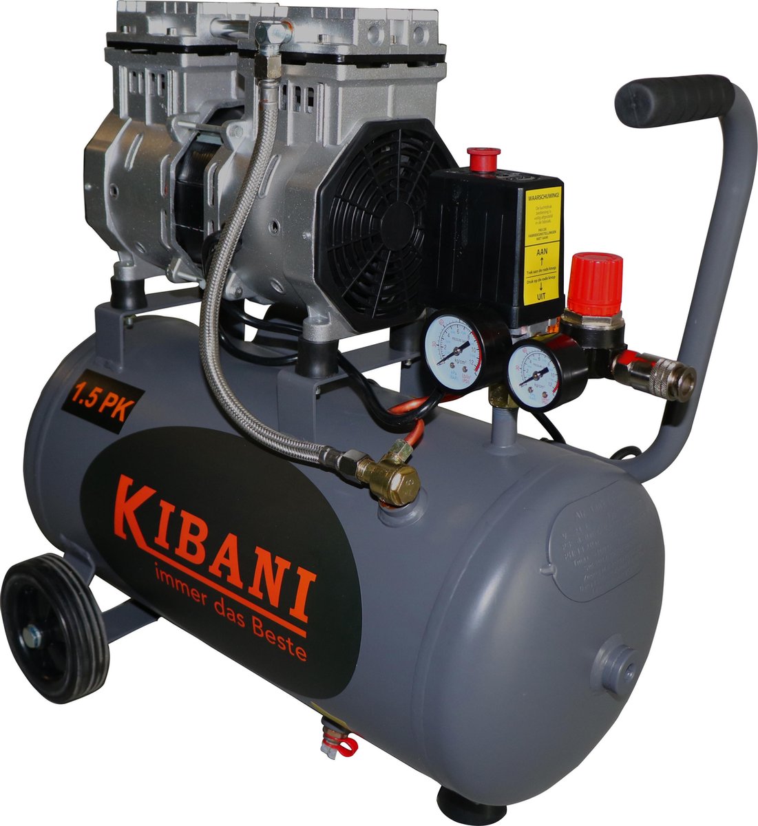 Kibani super stille compressor 24 liter – olievrij – 8 BAR – 63 dB – Super  Silent -... | bol.com