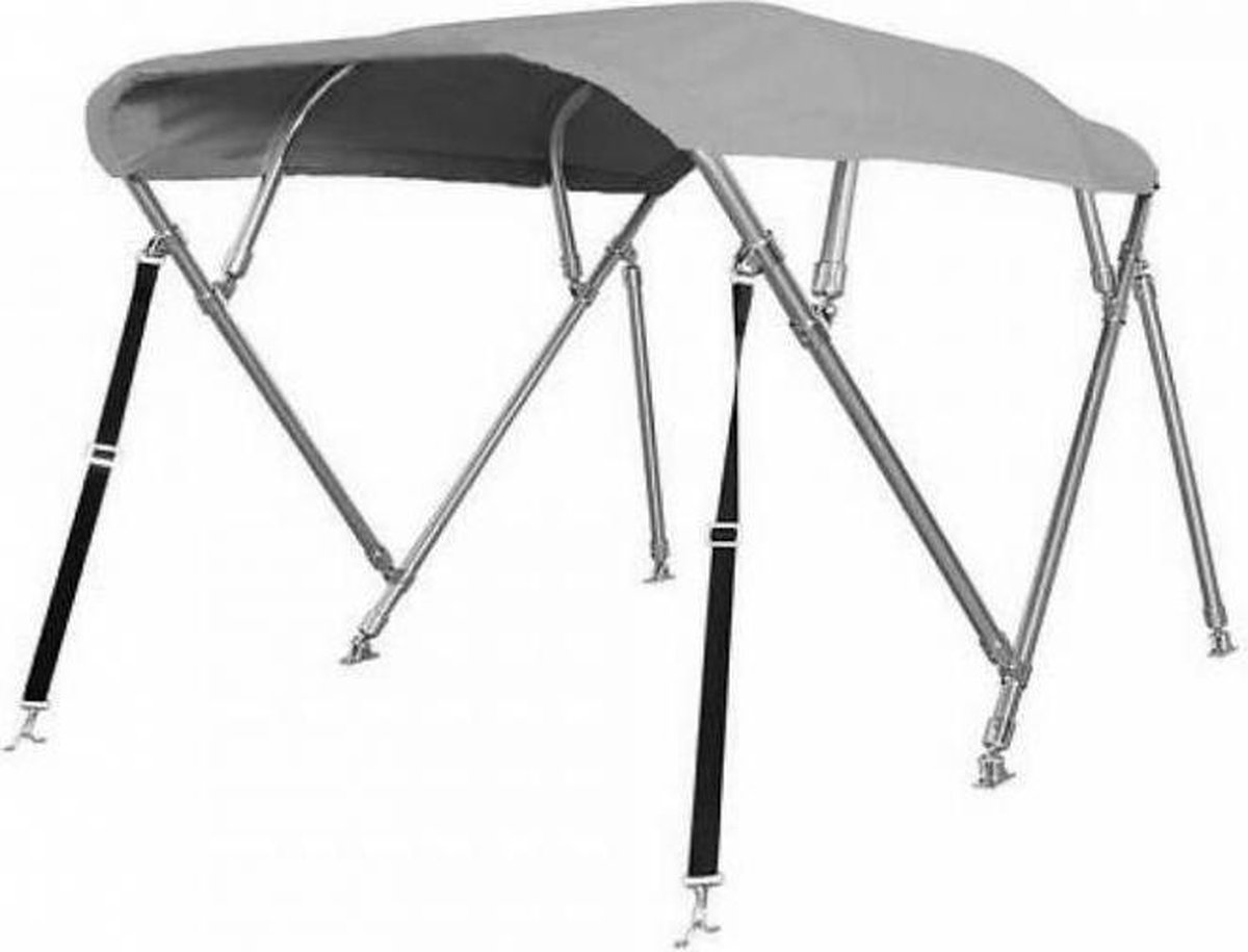 4 Boog RVS Biminitop Zonnetent GRIJS H137 cm Breedte 231-243 cm