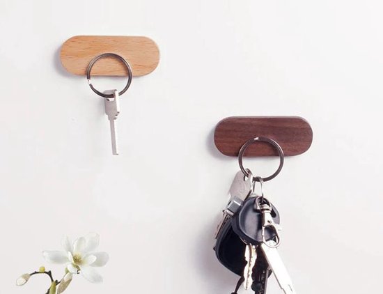 Zelfklevende houten magnetische sleutelhouder | Sleutelrekje | Magneet |  Zelfklevende... | bol.com