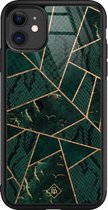 iPhone 11 hoesje glass - Abstract groen | Apple iPhone 11  case | Hardcase backcover zwart