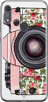 Huawei Y6 (2019) hoesje siliconen - Hippie camera | Huawei Y6 (2019) case | Roze | TPU backcover transparant