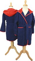 ARTG® Boyzz & Girlzz - Kinder Badjas met Capuchon - Donkerblauw met Rood - French Navy / Fire Red - Maat 116/128