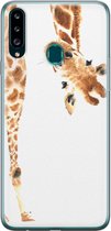 Samsung Galaxy A20s hoesje siliconen - Giraffe - Soft Case Telefoonhoesje - Giraffe - Bruin
