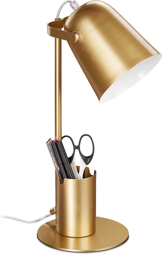 Ijver Kauwgom Weinig Relaxdays bureaulamp met pennenbakje - ijzeren tafellamp - bureaulampje -  E27 - modern... | bol.com