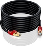 MutecPower Cat7 Netwerkkabel - Ethernet met RJ-45-stekker - Buitengebruik, Waterdicht, Weerbestendig - SFTP - Zwart - Zwart 10 meter met kabelbinders en klemmen