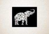 Line Art - Olifant vierkant 2 - XS - 24x30cm - Zwart - geometrische wanddecoratie