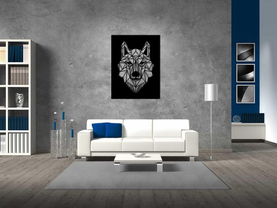 Line Art - Wolf square 6 - L - 107x82cm - décoration murale géométrique