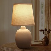 Aigostar Tafellamp 130200PTT - Keramiek - Lamp met witte kap - H31 cm