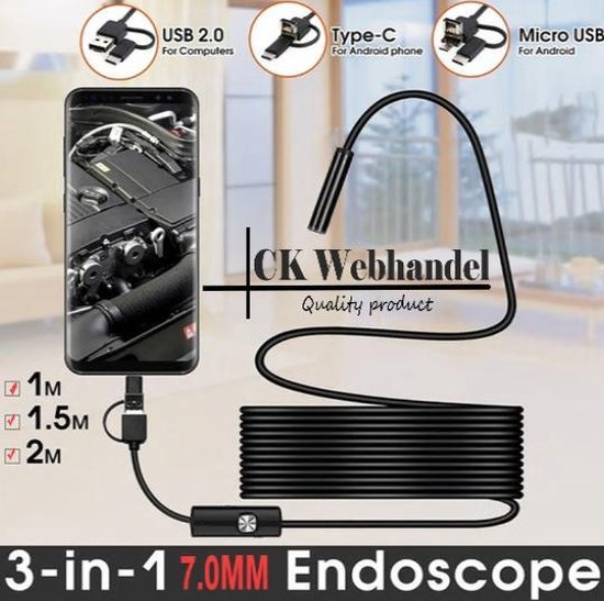 4. Endoscoop Camera 7mm 2 m Flexibele Kabel