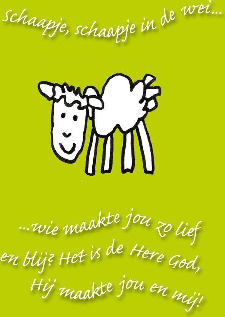 Wenskaart 10x15 cm - Schaapje, schaapje... - met christelijke tekst - set van 10 inclusief enveloppe