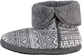 Hoge grijze Nordic patroon pantoffels/sloffen voor heren - Huissloffen voor mannen - Pantoffel laarzen/laarsjes 45-46