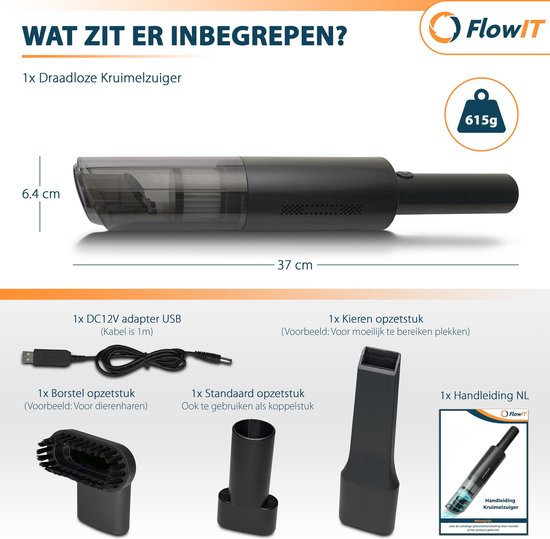 Turbotronic Draadloze Handstofzuiger - Ultralicht En Voorzien Van HEPA-Filter