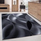 Modern Desing Tapijt Geometrisch golvend ontwerp Zwart Grijs Wit
