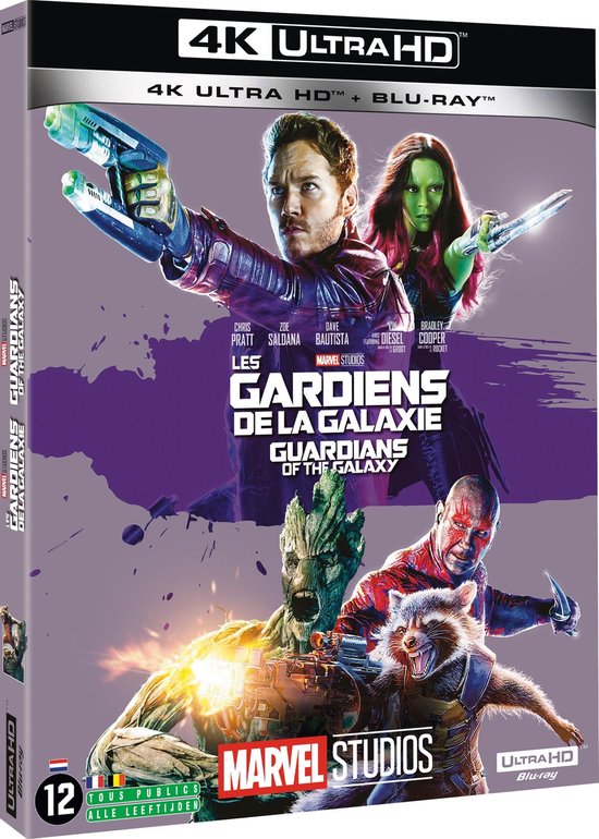 Guardians of the Galaxy 4K Ultra HD Blu-ray hoes met Star-Lord, Gamora, Drax, Groot en Rocket.