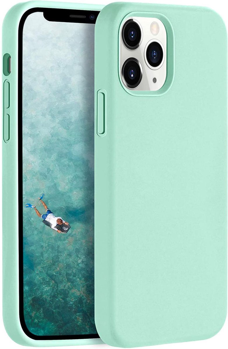 HB Hoesje Geschikt voor Apple iPhone 12 Pro Max - Turquoise - Siliconen Back Cover